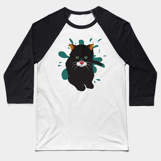 Black Cat / Black Animal / Black and green design Baseball T-Shirt by BeatyinChaos